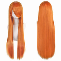 80cm Long Synthetic White Purple Cosplay Wigs Green Hair Straight Silver Wig Pink Hairpiece Lolita Wig with Bangs