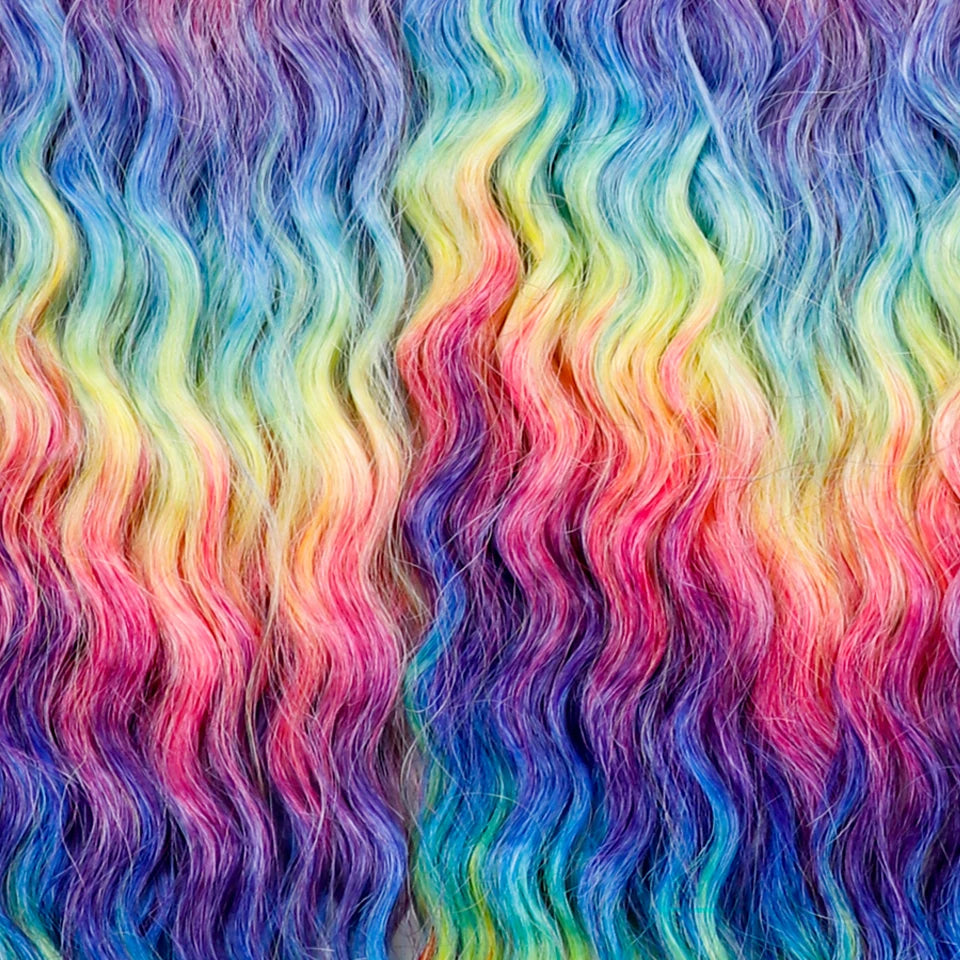 22 Inch Ombre Blonde Rainbow Water Wave Crochet Hair – 300g Synthetic Curly Braiding Extensions