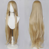 100cm Long Straight Synthetic Wig with Bangs – Pink Purple Cosplay Wig for Women