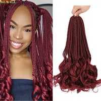 14’’ Synthetic French Curls Crochet Hair Braids Kid-Friendly Ombre Brown to Blonde French Curl Box Braids with Bouncy Curly Ends