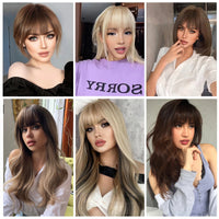 100% Human Hair Bangs for Women Natural Hair Clip in Air Bangs Natural Black Blonde Brown Invisible Fake Hair Bangs