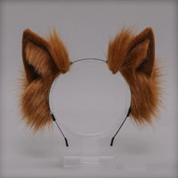 Plush Cat Ears Realistic Lolita Headband Cat Tail Cosplay Accessories Hand-made Simulation Animal Ears Halloween Headwear Kawaii