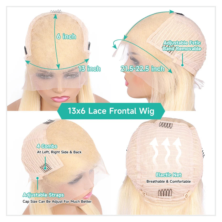 Teal Color Human Hair Wig – 13x6 Lace Front Body Wave