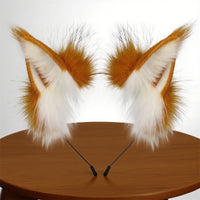 Fluffy Fox Ears Headband – Orange & White Furry Animal Costume Accessory for Cosplay & Halloween Dress Up