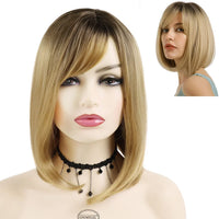 Short Bob Wigs Synthetic Silky Straight Hair Wig with Bangs for White Women Cosplay Natural Nice Looking Pink Lolita Wigs Girls