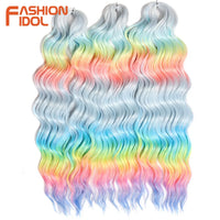 24 Inch Synthetic Hair Water Wave Braiding Hair Extensions Ombre Blonde Deep Wave Afro Curl Twist Crochet Hair for Women
