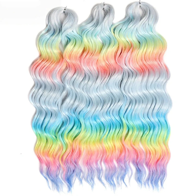 Water Wave Ombre Blonde Braiding Hair Extensions – Deep Wave Afro Curl Crochet for Women