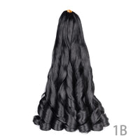 1B/Pink 24" Synthetic French Curly Braiding Hair Pre Stretched Loose Wavy Spiral Curl Crochet Braids Hair Extensions for Women