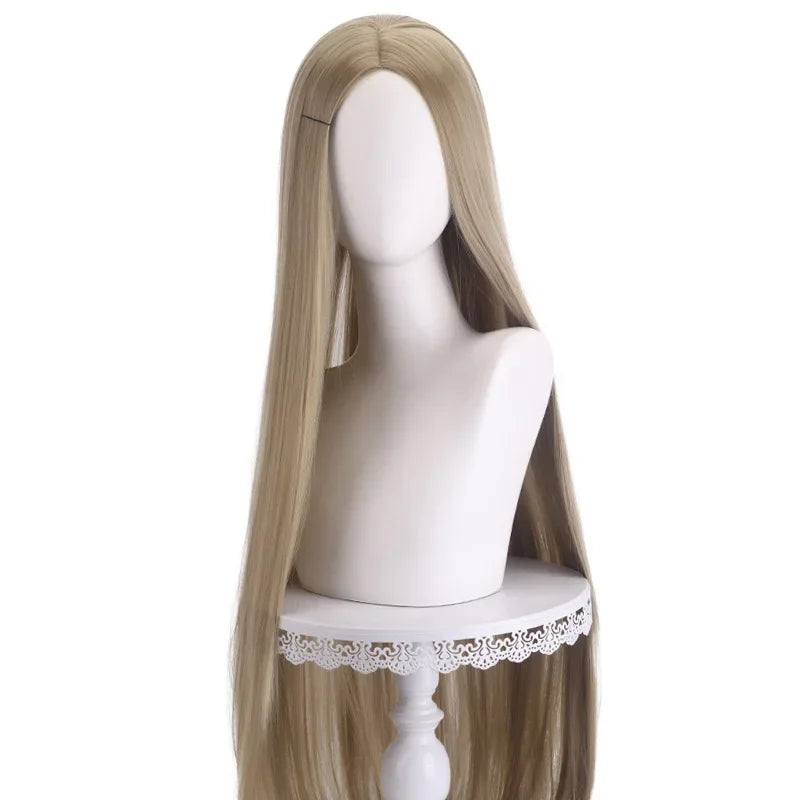 Long Straight Cosplay Wig 100cm Centre Parting Central Split Blond Pink Red Purple Heat Resistant Synthetic Hair Wigs