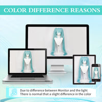 Anime Cosplay Wig, 110cm Double Ponytail Synthetic Fiber Blue Green Wig, Halloween, Christmas