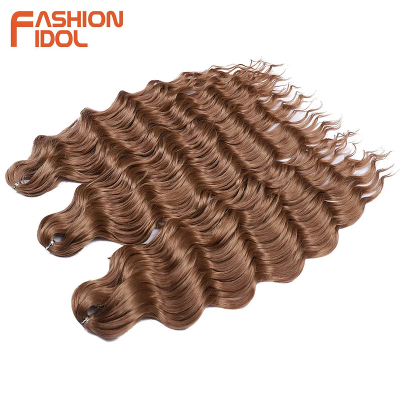 24 Inch Synthetic Hair Water Wave Braiding Hair Extensions Ombre Blonde Deep Wave Afro Curl Twist Crochet Hair for Women
