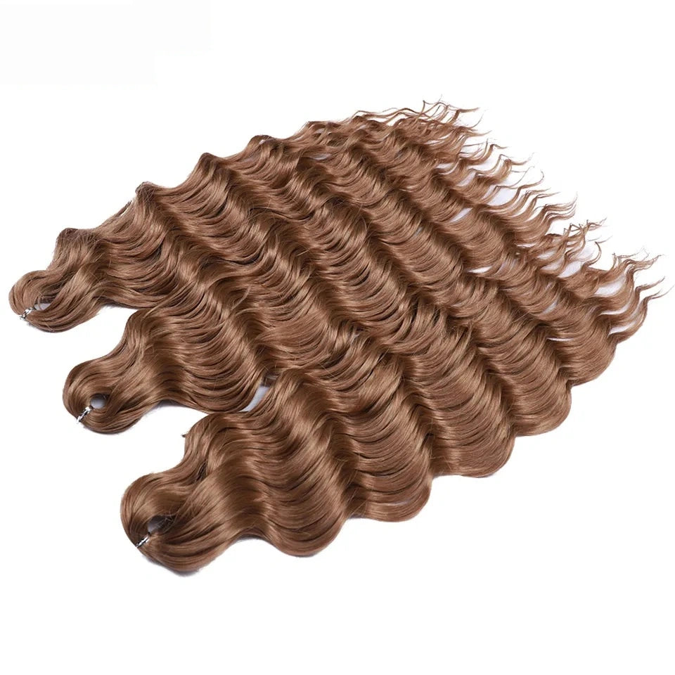 Water Wave Ombre Blonde Braiding Hair Extensions – Deep Wave Afro Curl Crochet for Women