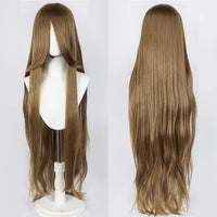 100cm Long Straight Synthetic Wig with Bangs – Pink Purple Cosplay Wig for Women