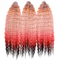 24 Inch Water Wave Crochet Braiding Hair Pink Blonde Synthetic Hair Extensions for Black Women