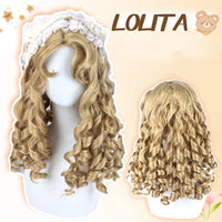 Long Wave Cosplay Wig with Double Ponytail For Women Daily Party Lolita Synthetic Wigs Gold/Chocolate Heat Resistant Hair