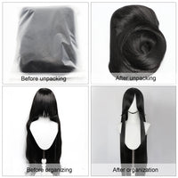 100cm Long Straight Synthetic Wig with Bangs – Pink Purple Cosplay Wig for Women