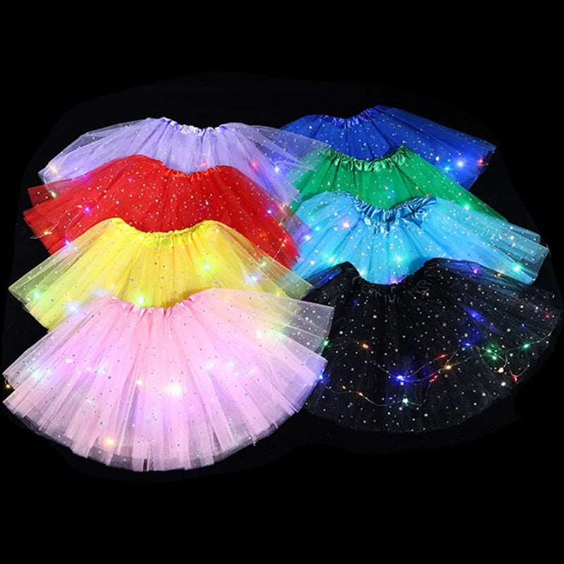LED グローライトチュチュスカート妖精衣装ガールキッズライトアップスカート結婚式誕生日パーティー 30 センチメートルコスプレプリンセスチュチュスカート