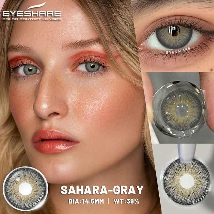 EYESHARE Gray Lenses 1 Pair Colored Contact Lenses for Eyes for Dark Eyes Natural Eye Contact Fashion Black Lenses Blue Eye Lens