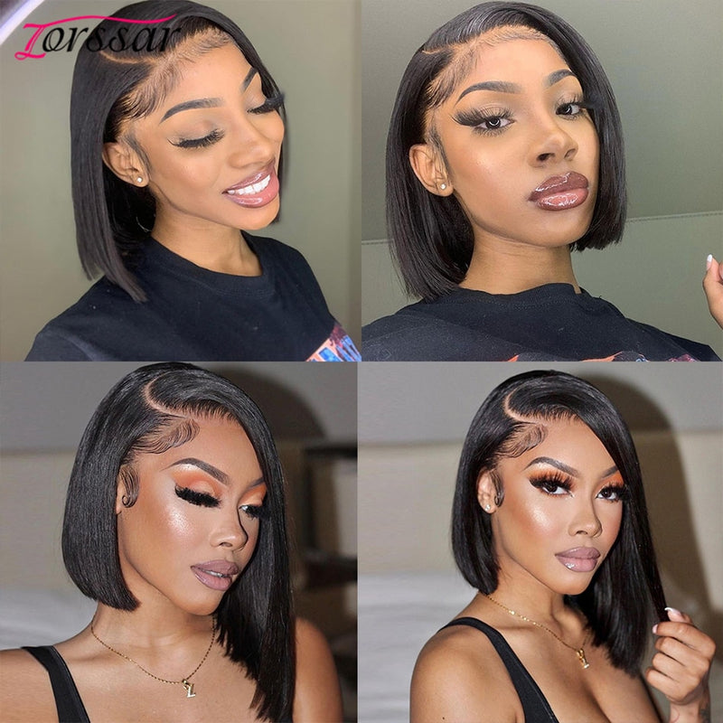 Wear And Go Glueless Wig Human Hair Ready To Wear 13x4 Lace Front Wigs Straight Short Bob Lace Wig For Black Women Preplucked