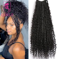 Boho Box Braids with Human Hair Curls – Pre-Looped