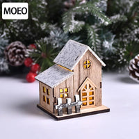 Christmas LED Light Wooden House Luminous  Christmas Decorations Kids Gift