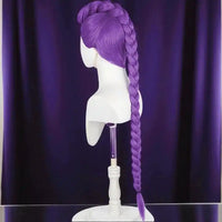 Anime Inspired Purple Braided Ponytail Wig – Long High Ponytail Cosplay Wig with Bangs Synthetic Hair