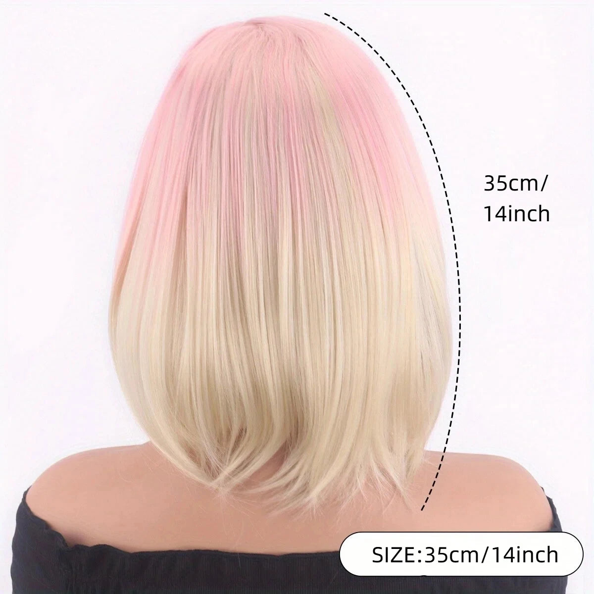 Vibrant Pink to Gold Gradient Shoulder-Length Layered Straight Bob Wig Smooth Silky Chic Street Style synthetic wig