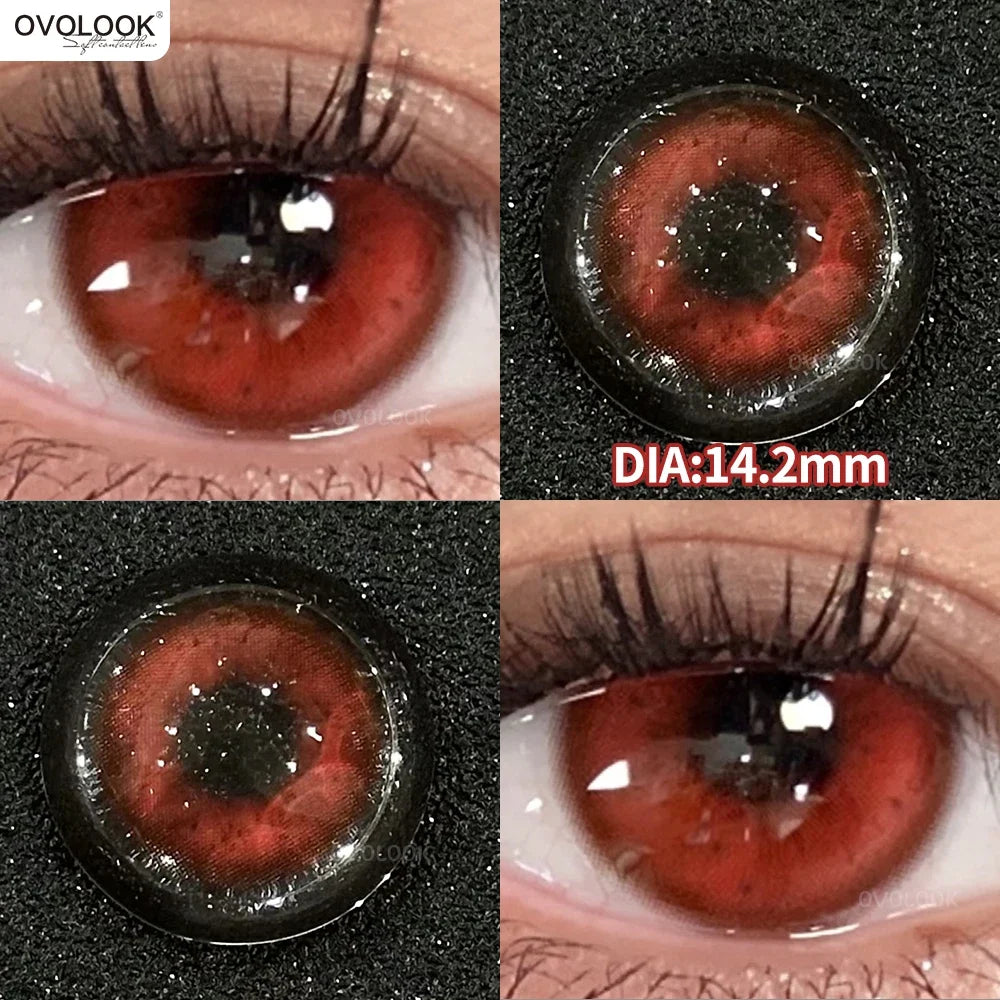 OVOLOOK-2pcs/Pair Contact Lenses Fast Shipping Big Black Lenses for Eyes Beauty Pupils Comestic Eye Color Lens 14.5mm/14.2mm