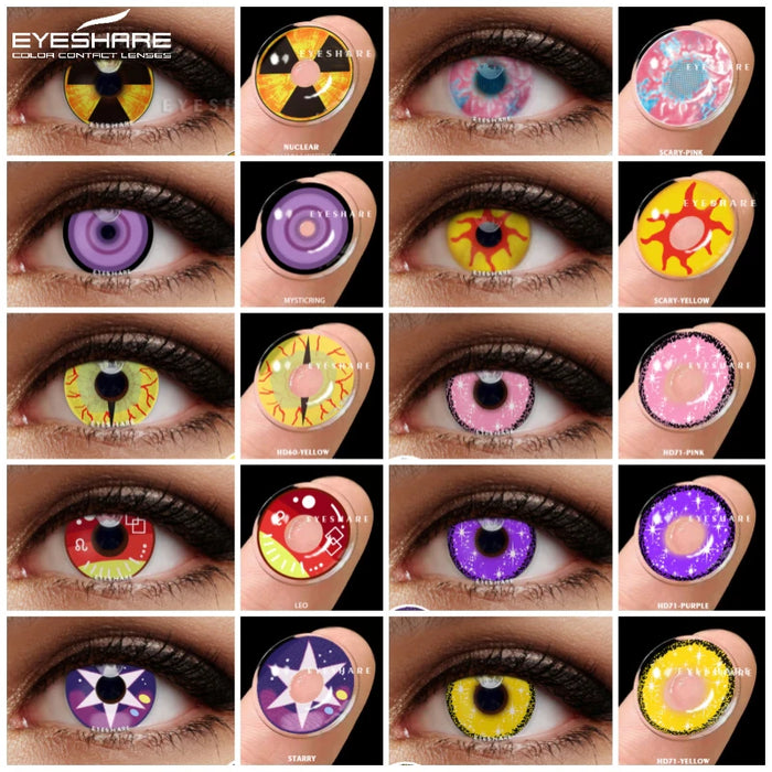 EYESHARE 1pair/2pcs Halloween Colorful Contact Lenses Anime Cosplay Eye Lenses Multicolored Lenses Yearly Cosmetic Eye Contacts