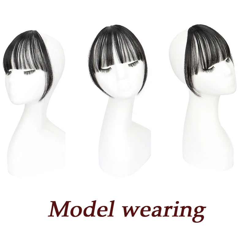 Clip-In Bangs Wig – Synthetic Hair Bangs with Natural Temple Coverage for Women, Daily Wear & Cosplay