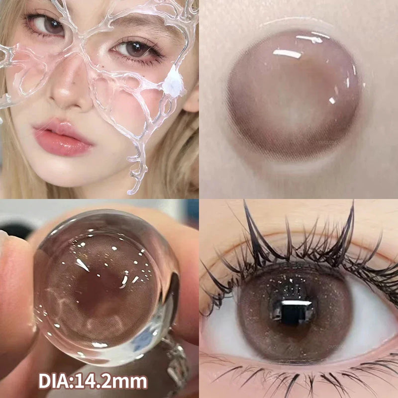 OVOLOOK-2pcs/Pair Contact Lenses Fast Shipping Big Black Lenses for Eyes Beauty Pupils Comestic Eye Color Lens 14.5mm/14.2mm