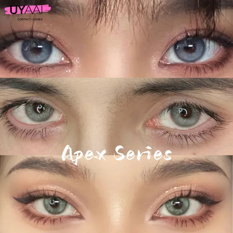 UYAAI Color Contact Lenses Korean Style Colorcon Black Beauty Colored Lenses Eye Color Green Gray Natural Colored Eye Lenses