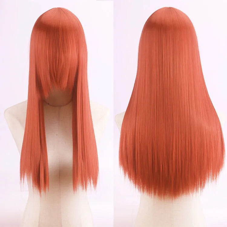 Cosplay Synthetic Wig 60cm Long Straight Curly Hairpiece Thickened High Temp Fiber Rainbow Color Rose Cap Party Halloween