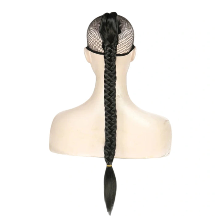 Synthetic Long Fishtail Bubble Braid Ponytail – Claw Clip-In Lantern Tail Hairpiece for Women