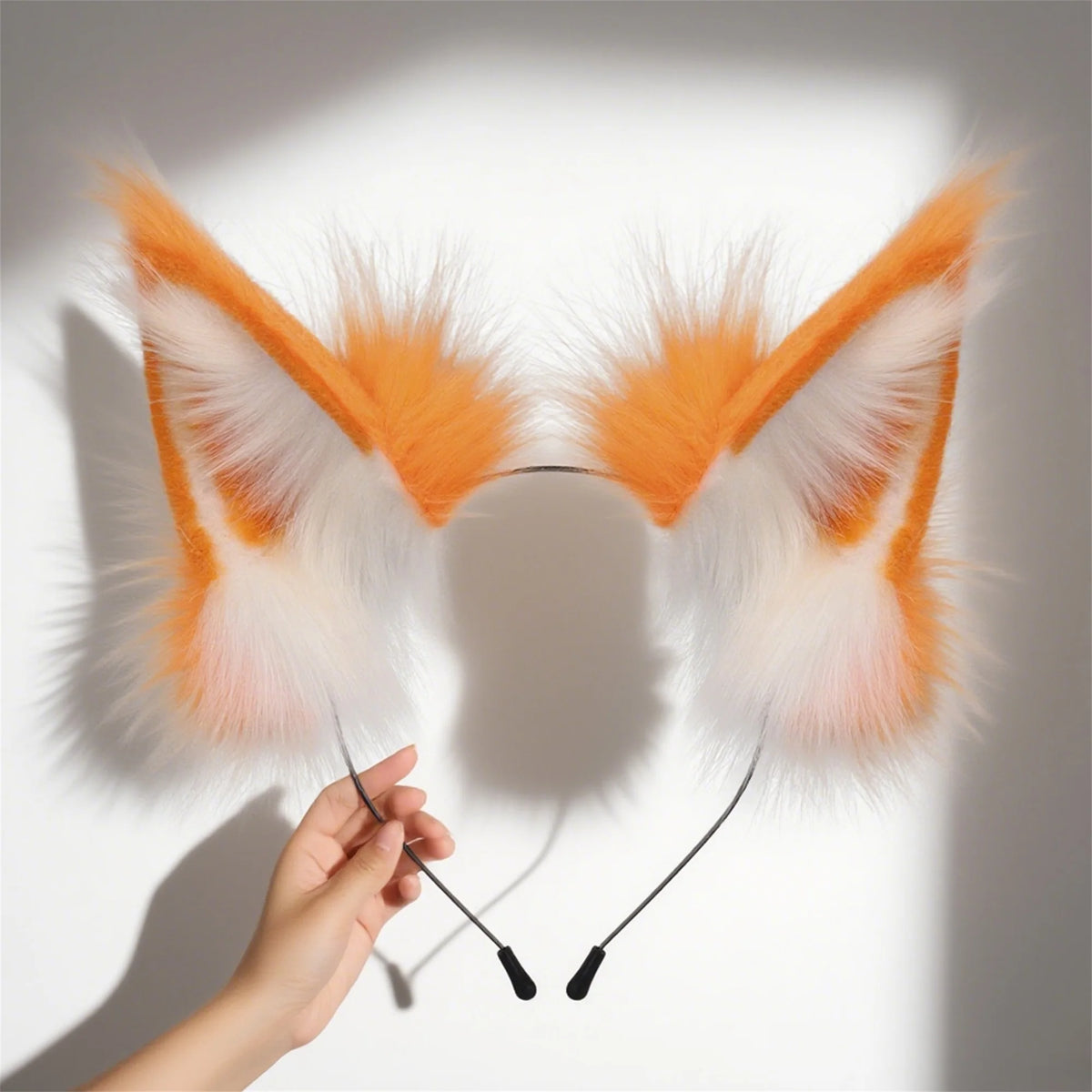 Fluffy Fox Ears Headband – Orange & White Furry Animal Costume Accessory for Cosplay & Halloween Dress Up