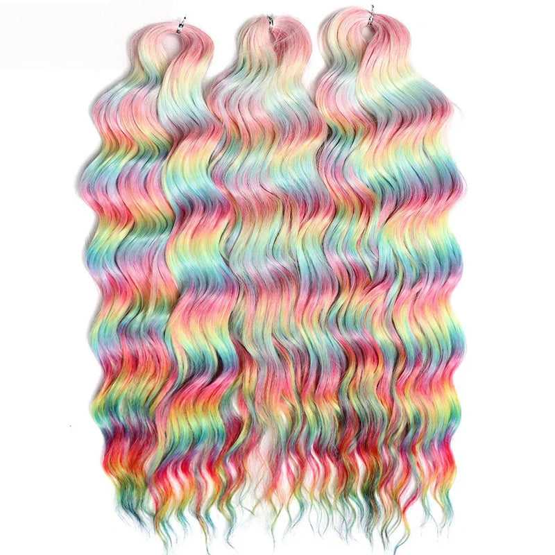 Water Wave Ombre Blonde Braiding Hair Extensions – Deep Wave Afro Curl Crochet for Women