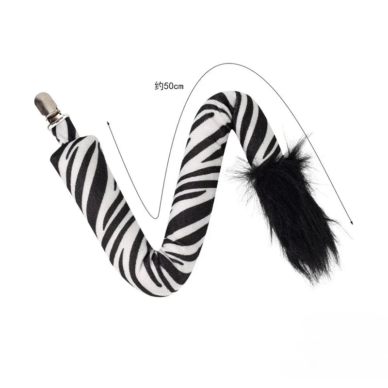 1pcs Animal Tail Costume Accessory Tails Masquerade Zoo Props Cat Devil Mouse Tiger Monkey Rabbit Zebra Cow Zebra