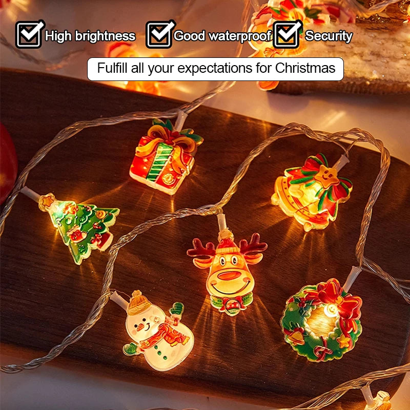 LED String Lights Christmas Snowman Christmas Tree Santa Claus Curtain Lights Christmas Party Birthday Acrylic String Lights