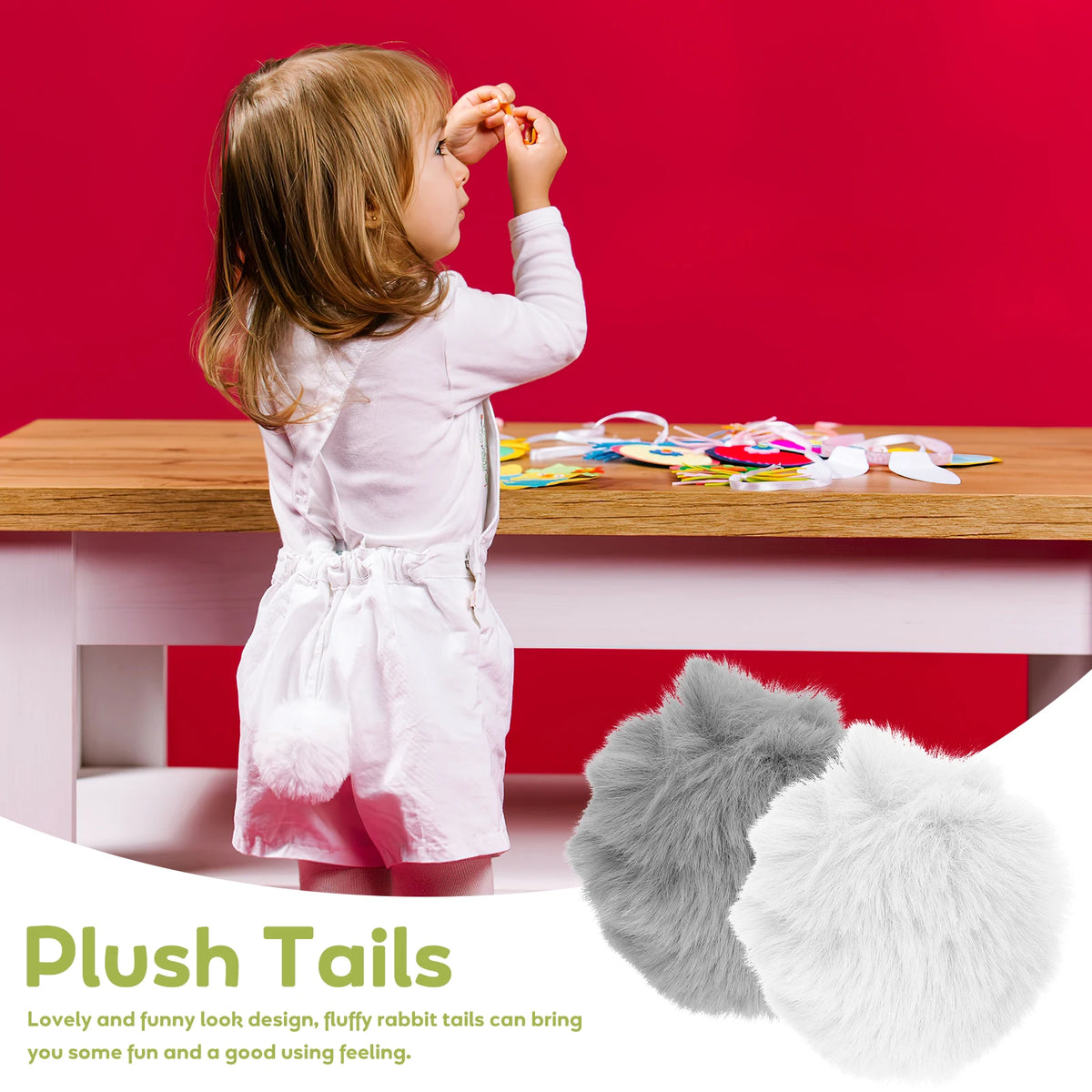 2Pcs Bunny Tail Costume Accessories Rabbit Tails For Adults Children Party Headwear animal Cosplay Festival bunny tail phto prop