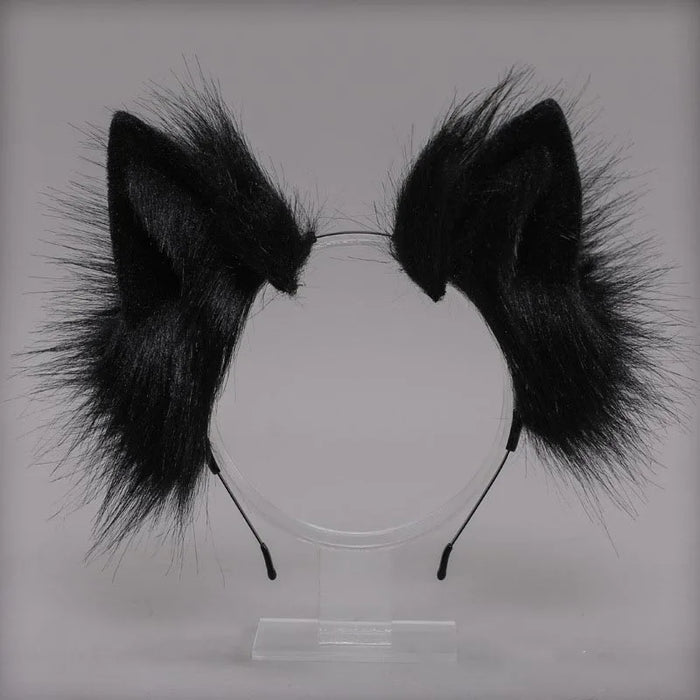 Plush Cat Ear Headband & Tail – Realistic Handmade Lolita Cosplay Accessory for Anime, Halloween, Costume Parties