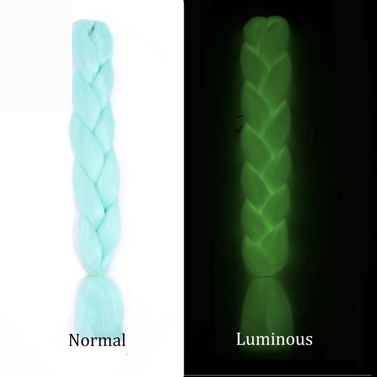 24 Inch Glow in the Dark Braiding Hair – Synthetic Rainbow Jumbo Braid Extensions