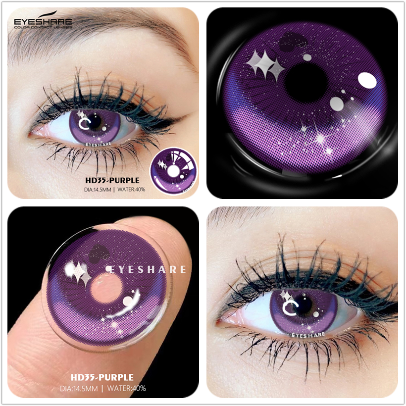 1pair Anime Cosplay Colored Lenses Blue Purple Lenses Yearly Contact Lens Beauty Makeup