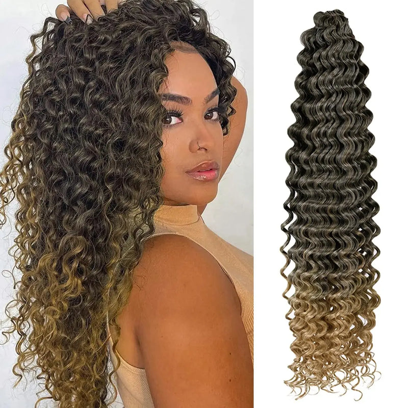 Long Deep Wave Braiding Hair 28 Inch Ocean Wave Crochet Hair Synthetic Deep Curly Crochet Hair Extensions For Black Women