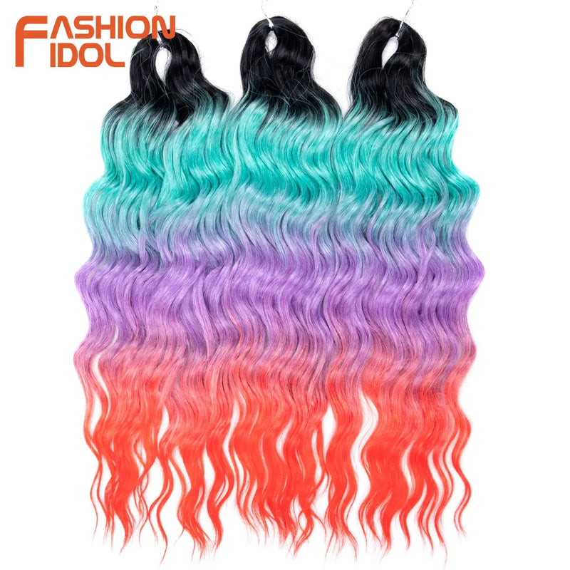 24 Inch Synthetic Hair Water Wave Braiding Hair Extensions Ombre Blonde Deep Wave Afro Curl Twist Crochet Hair for Women