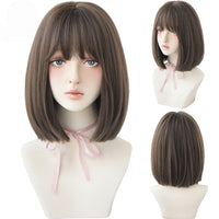 Short Black Bob Wig with Bangs – Synthetic Heat-Resistant Daily Wear Wig