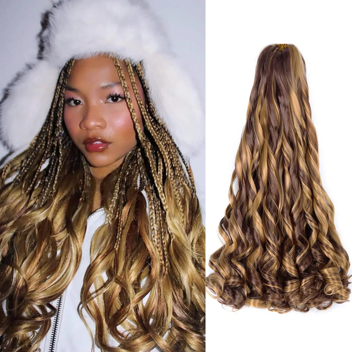 24 inch French Curl Braiding Hair Soft Loose Wave Ombre