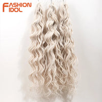 24inch 300g/3pcs Ombre Pink Orange Red Crochet Hair Extensions Total Heat Resistant Synthetic Wavy Braiding Hair