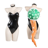 Black Wet-Look Monster Queen Cosplay Costume Set with Horns, Spiked Shell & Tail