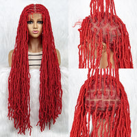 Pink Blue Full Lace Braided Wigs Synthetic Lace Front Wig Braid African With Baby Hair Braids Butterfly Locs Dreadlocks Wigs