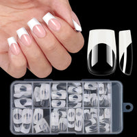 120PCS Acrylic French Press On Nails Medium Square Full Cover Nail Tips – Mixed Sizes, Removable False Nails